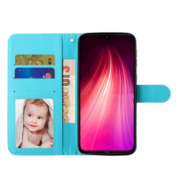 Light Spot Decor Pattern Printing Shell Wallet Stand Leather Cover for Xiaomi Redmi Note 8T - Butterfly-7