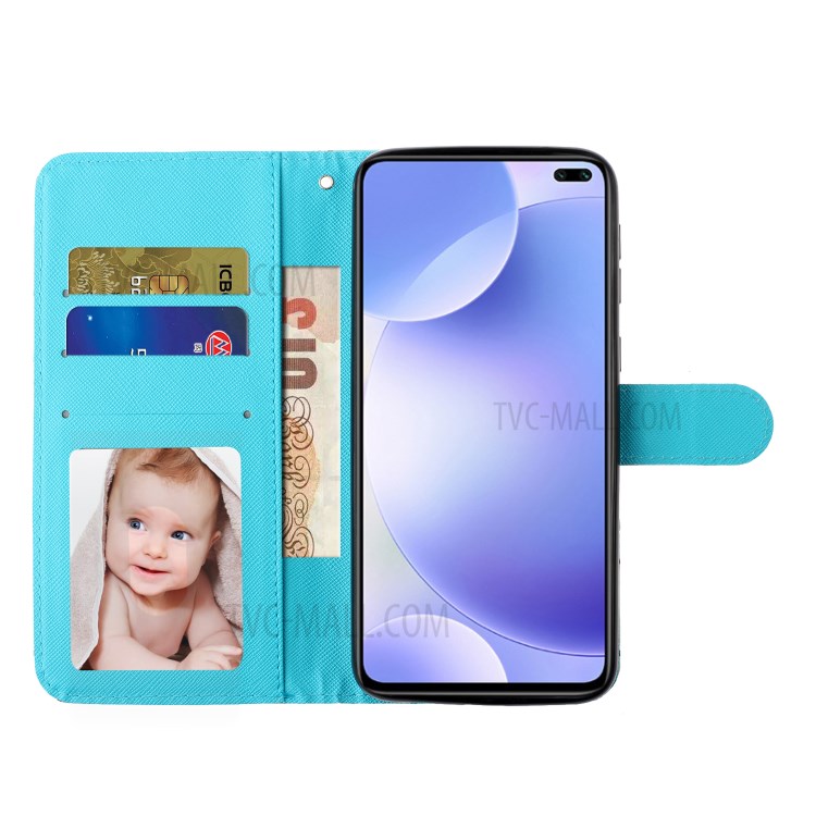 Escudo Do Telefone De Couro Luz Spot Decoração Impressão Padrão Estande Carteira Para Xiaomi Redmi K30 - Borboleta-7