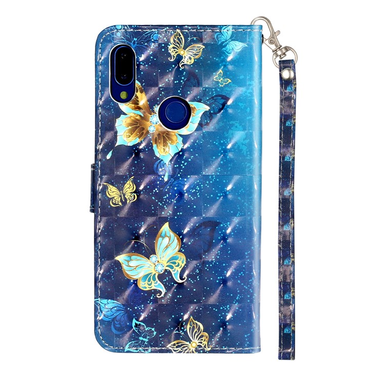 Modèle de Décoration de Spot Léger Portefeuille Support Couvercle en Cuir Flip Pour Xiaomi Redmi 7 - Papillon