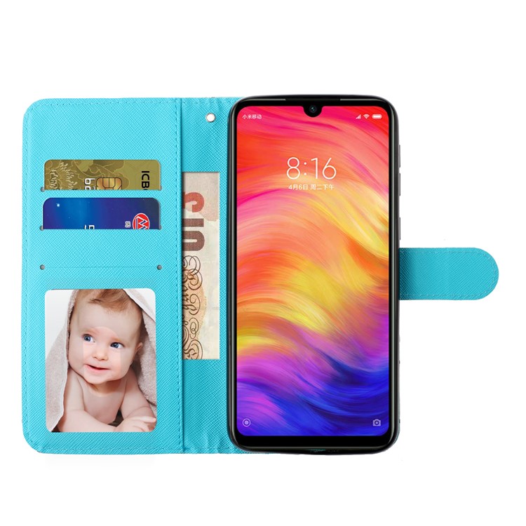 Light Spot Decor Pattern Printing Wallet Stand Flip Leather Cover for Xiaomi Redmi 7 - Butterfly-7