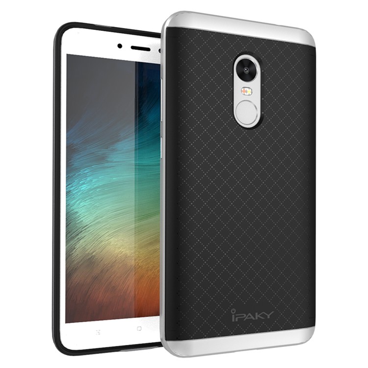 IPAKY 2-Piece PC Bumper + TPU Hybrid Case for Xiaomi Redmi Note 4X - Silver-1