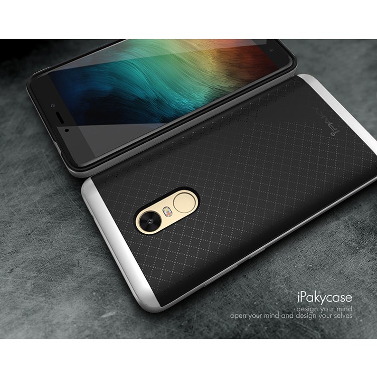 IPAKY 2-Piece PC Bumper + TPU Hybrid Case for Xiaomi Redmi Note 4X - Silver-2