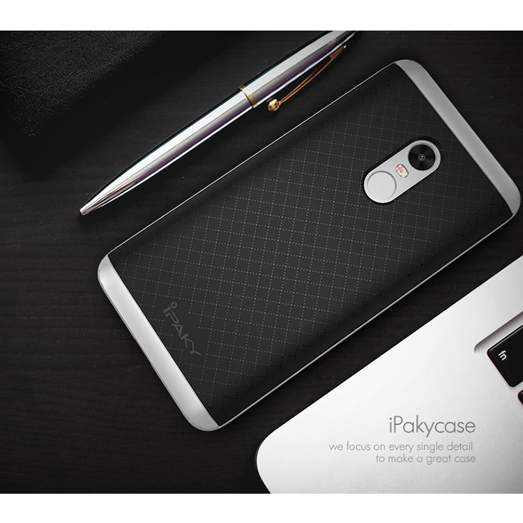 IPAKY 2-Piece PC Bumper + TPU Hybrid Case for Xiaomi Redmi Note 4X - Silver-3
