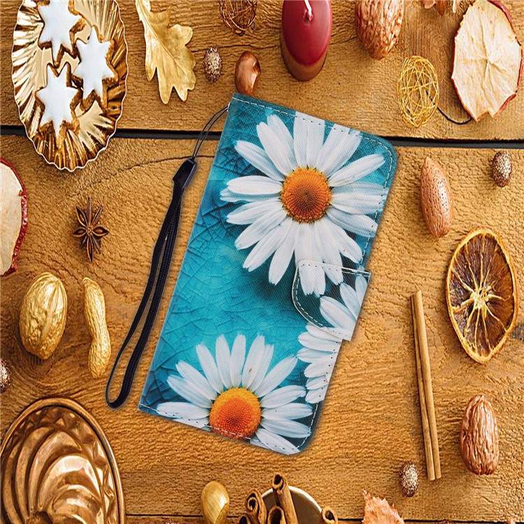 Pattern Printing Cover Magnetic Leather Wallet Case for Xiaomi Redmi Note 9/10X 4G - White Flowers-7