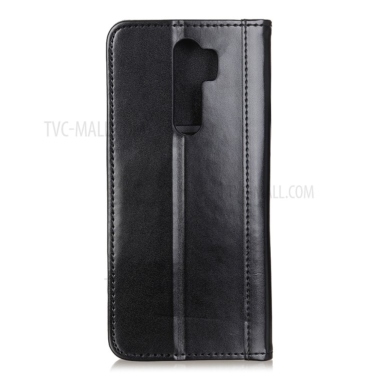 Couro Rachado Caso De Telefone Carteira Absorvida Automaticamente Para Xiaomi Redmi 9 - Preto-3