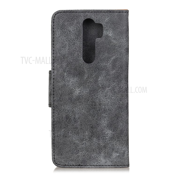 Vintage Style Leather Wallet Stand Phone Case Cover for Xiaomi Redmi 9 - Grey-3