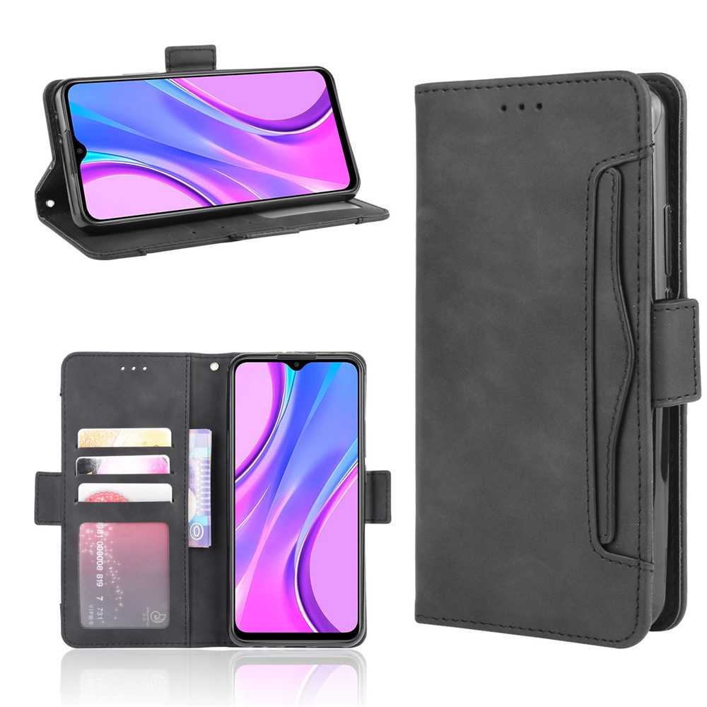 Carteira Ficar Tampa Do Telefone De Couro Da Aleta Para Xiaomi Redmi 9 - Preto-1