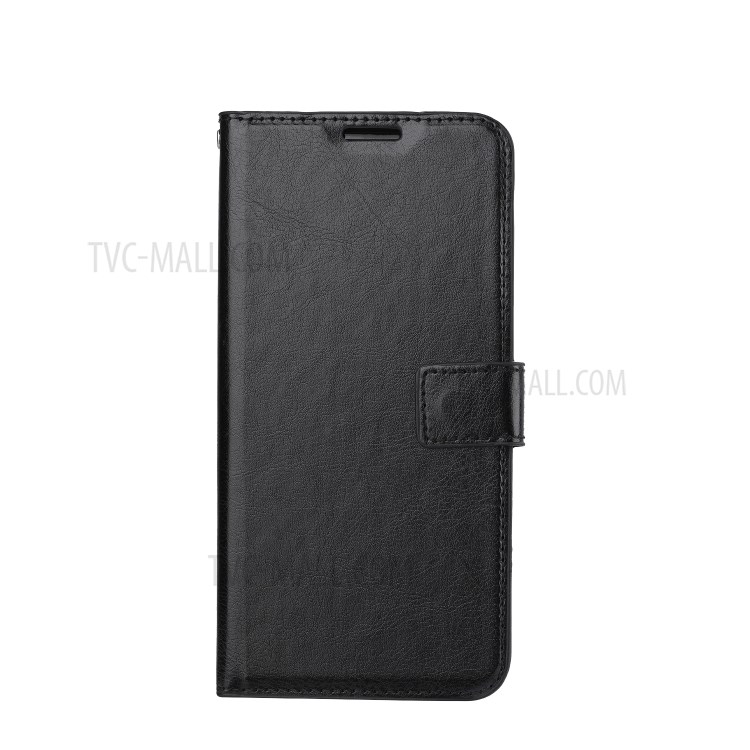 Crazy Horse Textura Carteira Ficar Tampa Do Telefone De Couro Da Aleta Para Xiaomi Nota Redmi 9 / 10X 4G - Preto-2