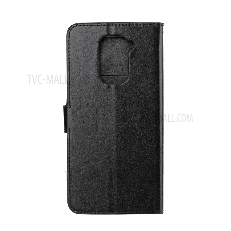 Crazy Horse Textura Carteira Ficar Tampa Do Telefone De Couro Da Aleta Para Xiaomi Nota Redmi 9 / 10X 4G - Preto-3