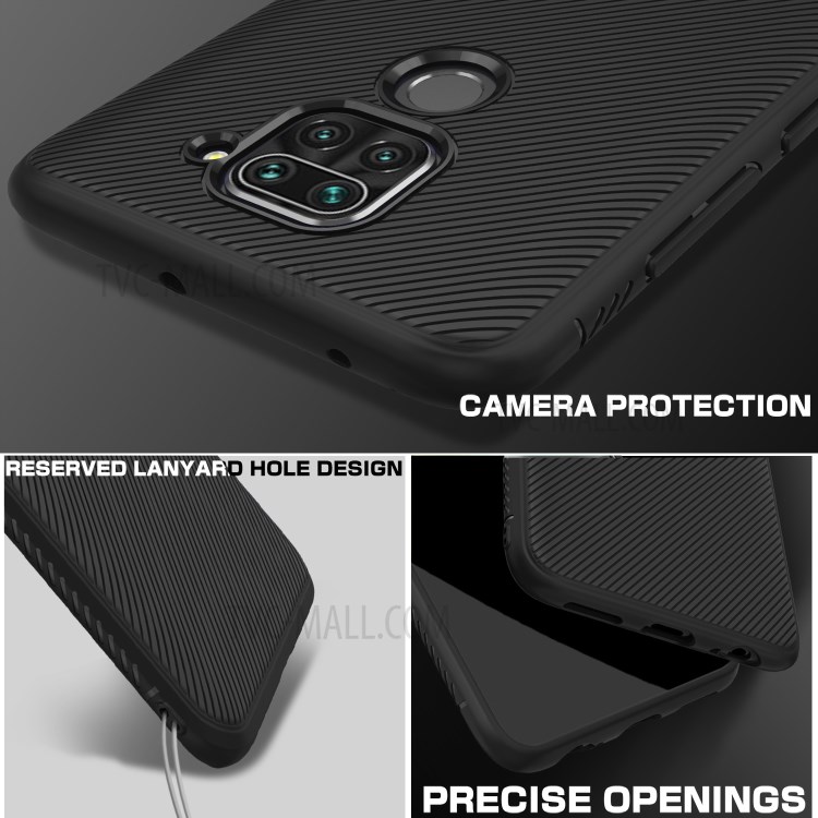 LENUO Sarja Textura TPU Shell Para Xiaomi Nota Redmi 9 / 10X 4G - Preto-4