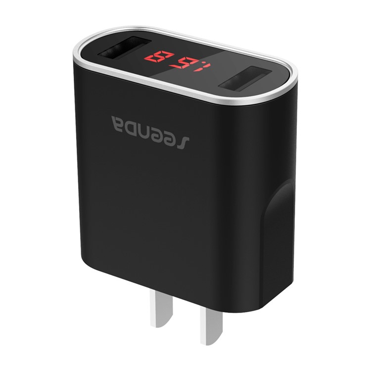 SEENDA Dual USB Ports 2.1A Fast Charge Wall Charger with Digital Display - Black / US Plug-6