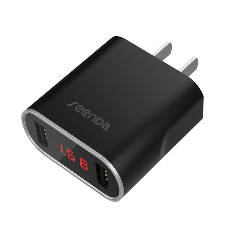 SEENDA Dual USB Ports 2.1A Fast Charge Wall Charger with Digital Display - Black / US Plug-7
