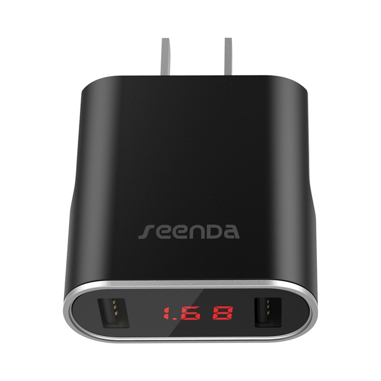 SEENDA Dual USB Ports 2.1A Fast Charge Wall Charger with Digital Display - Black / US Plug-8
