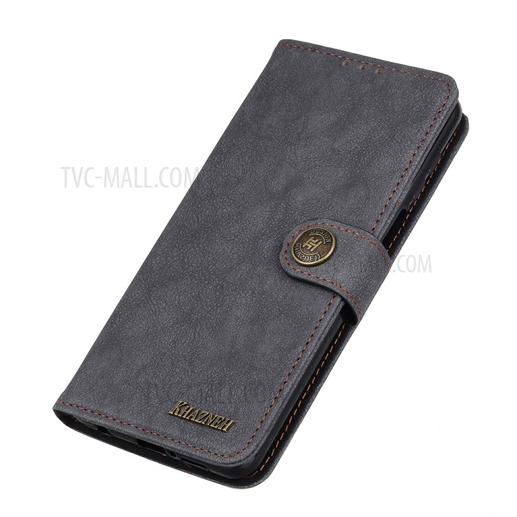 Khazneh Rétro Split en Cuir en Cuir du Support de Support Couverture de Téléphone Pour Xiaomi Redmi 9 - le Noir