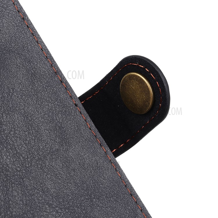 Khazneh Rétro Split en Cuir en Cuir du Support de Support Couverture de Téléphone Pour Xiaomi Redmi 9 - le Noir