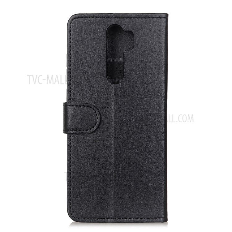 Lichia Carteira Textura Ficar Shell Caso De Telefone De Couro Magnética Para Xiaomi Redmi 9 - Preto-3