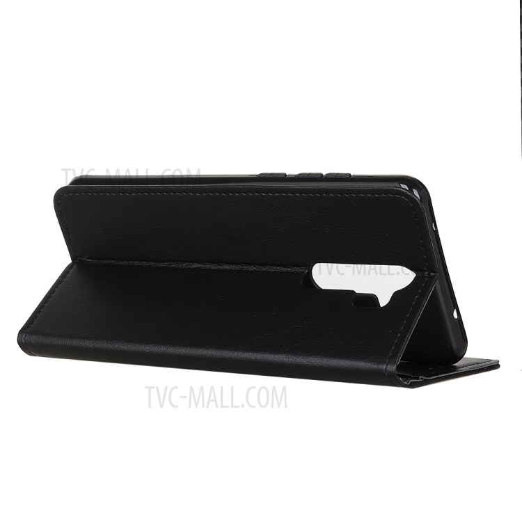 Lichia Carteira Textura Ficar Shell Caso De Telefone De Couro Magnética Para Xiaomi Redmi 9 - Preto-4