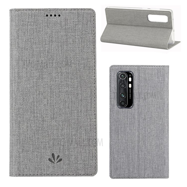 VILI DMX Cross Texture Leather Flip Case with Card Slot for Xiaomi Mi Note 10 Lite - Grey-1