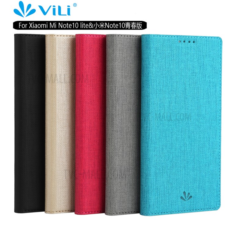 VILI DMX Cross Texture Leather Flip Case with Card Slot for Xiaomi Mi Note 10 Lite - Grey-22