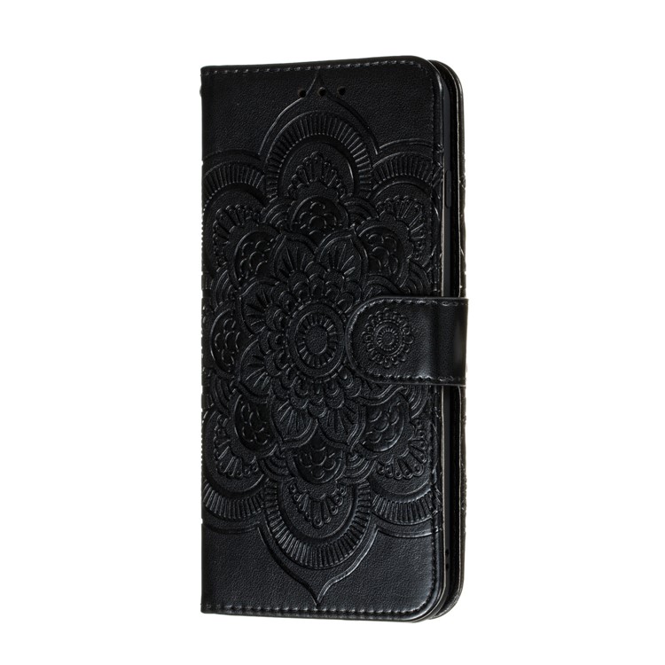 Cáscara De Cuero Flor Mandala Impronta Para Xiaomi MI 10 Lite 5G - Negro-3