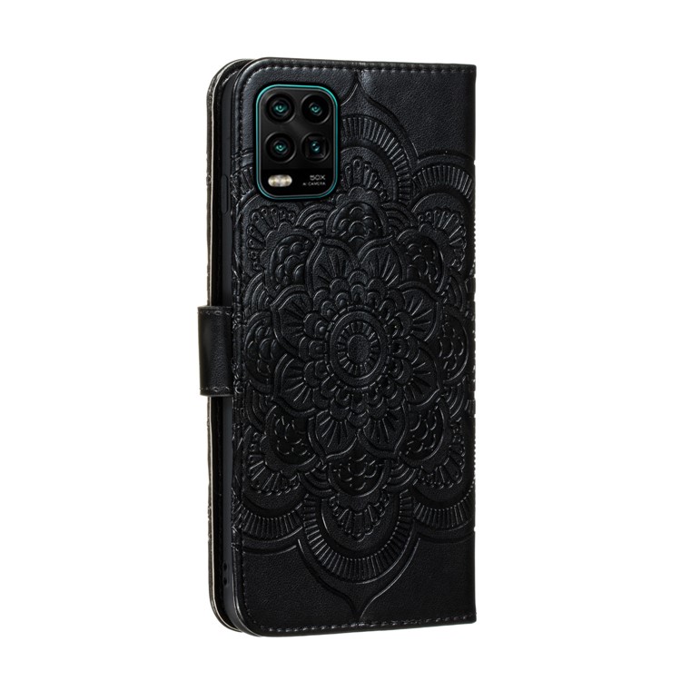 Cáscara De Cuero Flor Mandala Impronta Para Xiaomi MI 10 Lite 5G - Negro-4