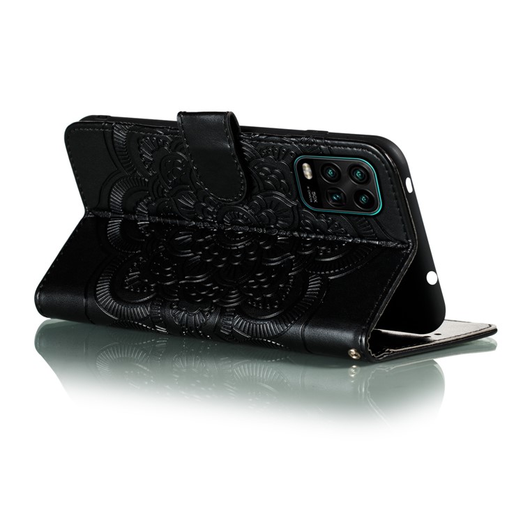 Cáscara De Cuero Flor Mandala Impronta Para Xiaomi MI 10 Lite 5G - Negro-6