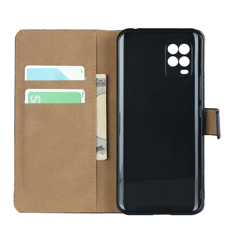 Genuine Leather Stand Wallet Phone Shell for Xiaomi Mi 10 Lite 5G-5