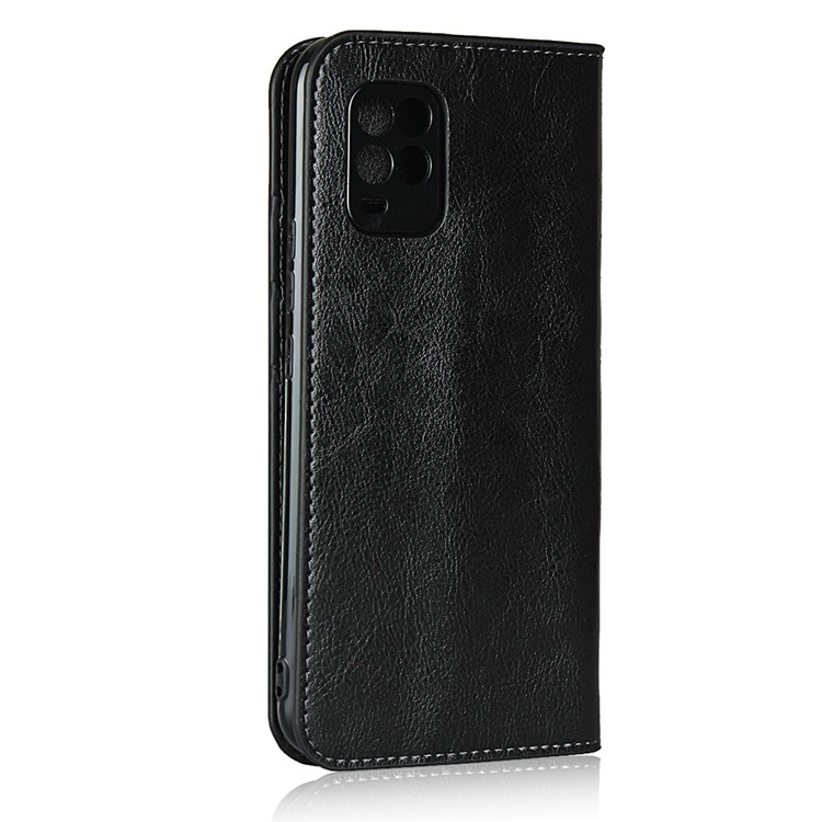 Crazy Horse Skin Genuine Leather Shell for Xiaomi Mi 10 Lite 5G - Black-3