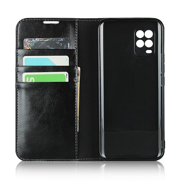 Crazy Horse Skin Genuine Leather Shell for Xiaomi Mi 10 Lite 5G - Black-4