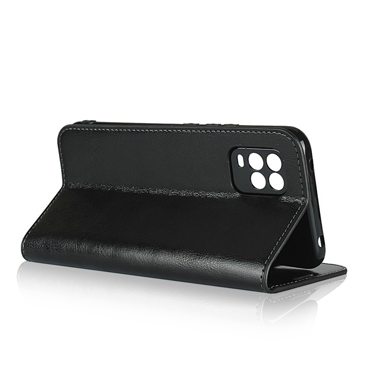 Crazy Horse Skin Genuine Leather Shell for Xiaomi Mi 10 Lite 5G - Black-5