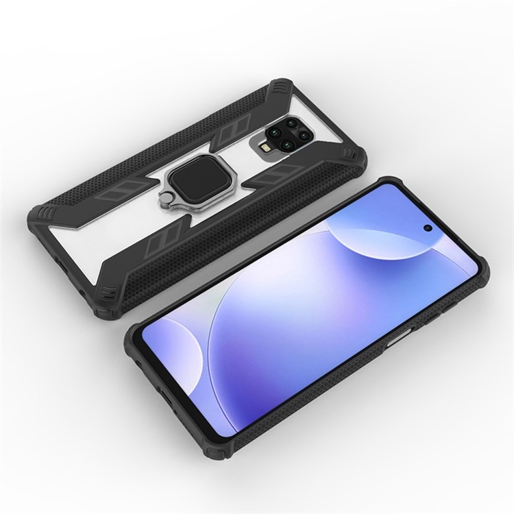 Kriegerstil Rotierender PC+TPU -shell Für Xiaomi Poco M2 Pro/Redmi Note 9 Pro Max/9 Pro/9s - Schwarz