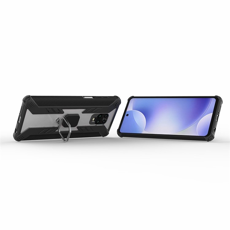 Kriegerstil Rotierender PC+TPU -shell Für Xiaomi Poco M2 Pro/Redmi Note 9 Pro Max/9 Pro/9s - Schwarz