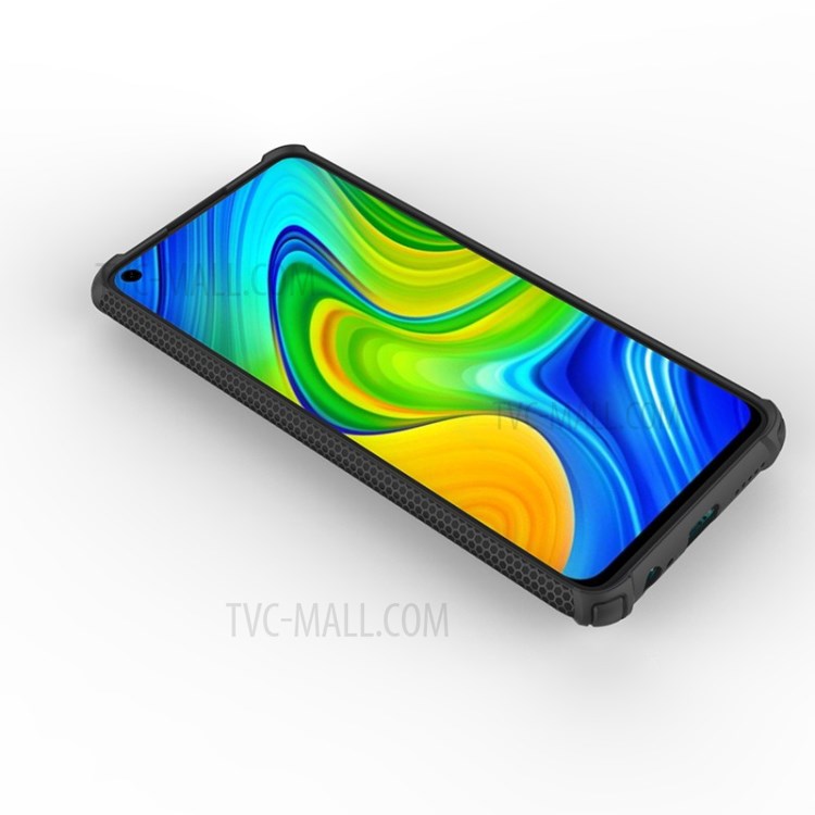 Anel De Dedo Estilo Guerreiro Kickstand PC + TPU Tampa De Combinação De Volta Para Xiaomi Redmi Nota 9 / Redmi 10X 4G - Preto-5