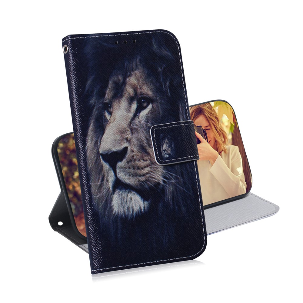 Pattern Printing PU Leather Wallet Case for Xiaomi Mi Note 10 Lite - Lion-7