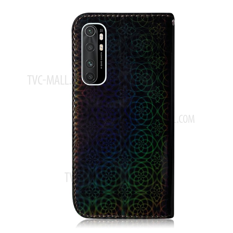 Flor Padrão De Couro Da Tampa Do Caso Estande Carteira Para Xiaomi Mi Nota 10 Lite - Preto-3