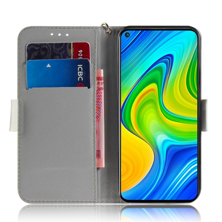 Caso A Impressão Ponto De Luz Couro Estande Decoração Carteira De Cobertura Padrão Para Xiaomi Nota Redmi 9 / 10X 4G - Flor Vívida-7