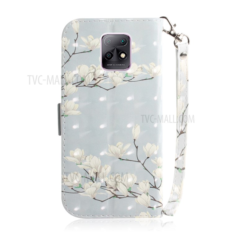 Ponto De Luz Decoração Padrão Carteira Impressão Ficar Capa De Couro Com Alça Para Xiaomi Redmi 10X 5G - Ramo De Flores-3