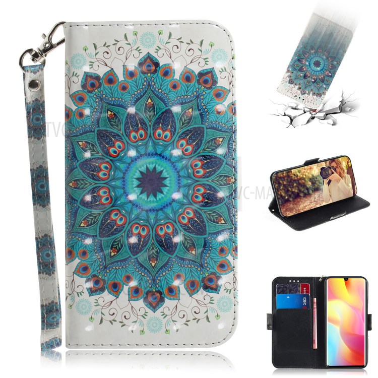 Luz Decoração Local Caso Padrão De Impressão Carteira Pé Capa De Couro Elegante Para Xiaomi Mi Nota 10 Lite - Flor-1