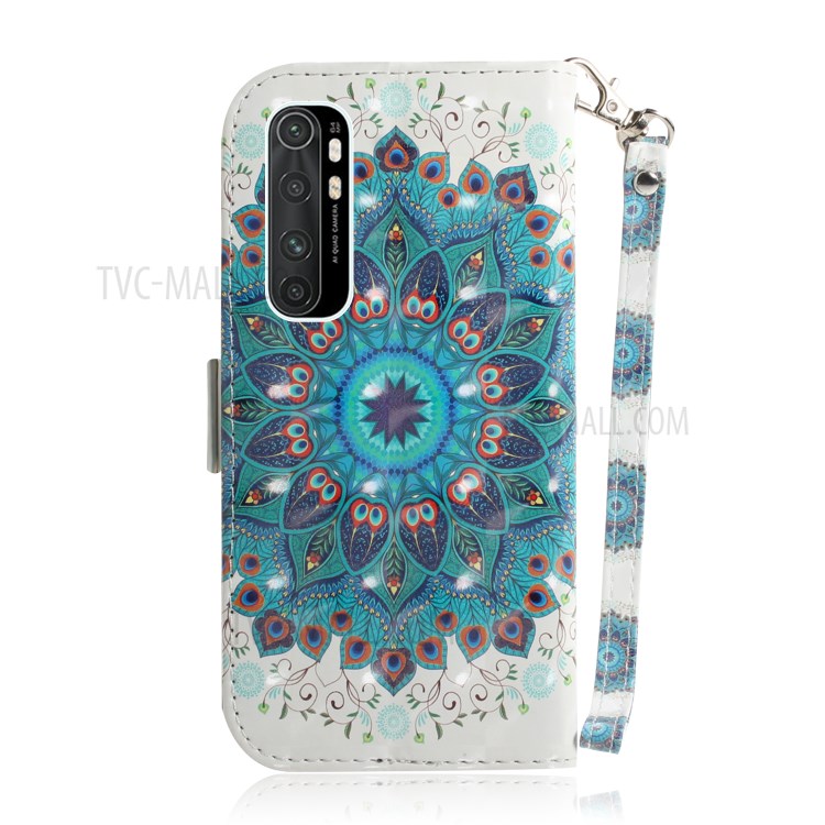 Luz Decoração Local Caso Padrão De Impressão Carteira Pé Capa De Couro Elegante Para Xiaomi Mi Nota 10 Lite - Flor-3