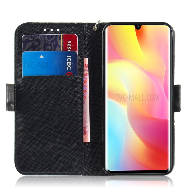 Luz Decoração Local Caso Padrão De Impressão Carteira Pé Capa De Couro Elegante Para Xiaomi Mi Nota 10 Lite - Flor-7
