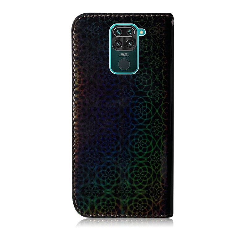 Flor Padrão De Couro Caso Estande Carteira Para Xiaomi Nota Redmi 9 / Redmi 10X 4G - Preto-3