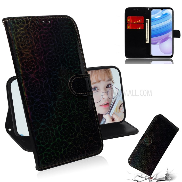 Support En Cuir Motif Fleur Cas De Couverture De Portefeuille Pour Xiaomi Redmi 10X 5G - Noir-1