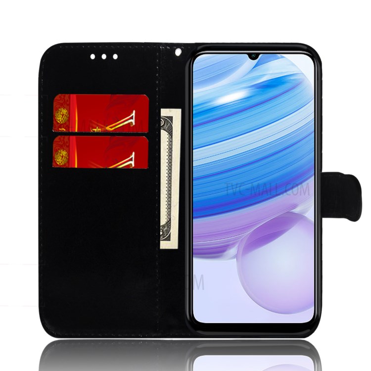 Support En Cuir Motif Fleur Cas De Couverture De Portefeuille Pour Xiaomi Redmi 10X 5G - Noir-8