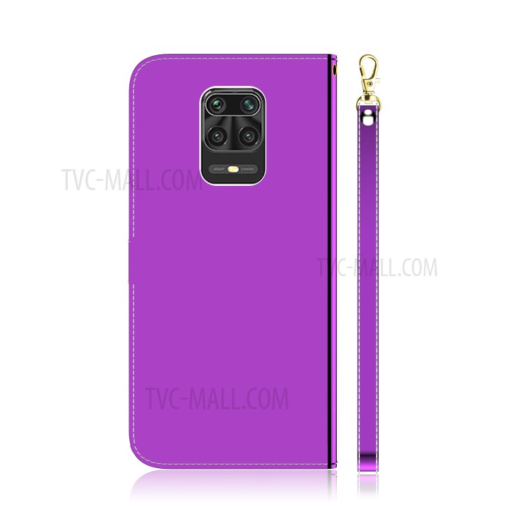 Shell Couro Superfície Do Espelho Para 9s Nota Xiaomi Redmi / Nota 9 Pro Max - Roxa-3
