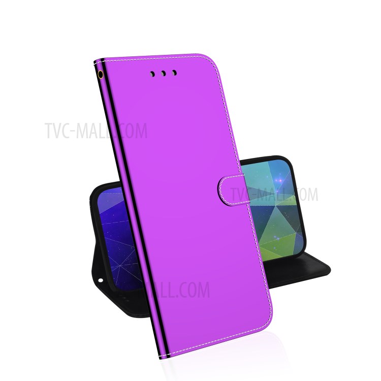 Shell Couro Superfície Do Espelho Para 9s Nota Xiaomi Redmi / Nota 9 Pro Max - Roxa-7