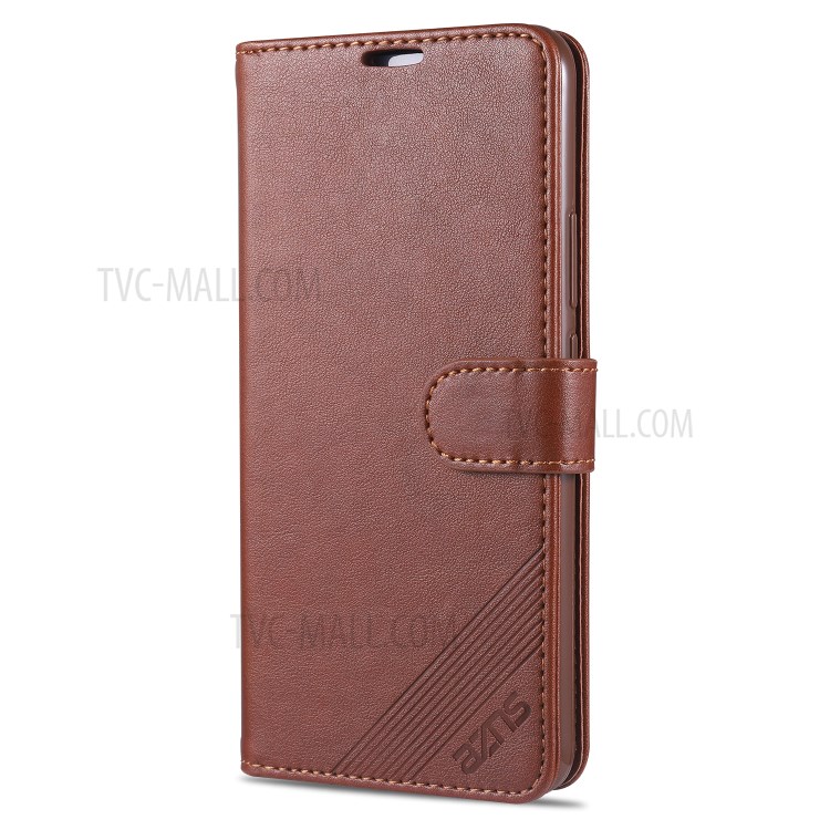 AZNS Phone Shell Leather Wallet Stand Case for Xiaomi Mi Note 10 Lite - Brown-3