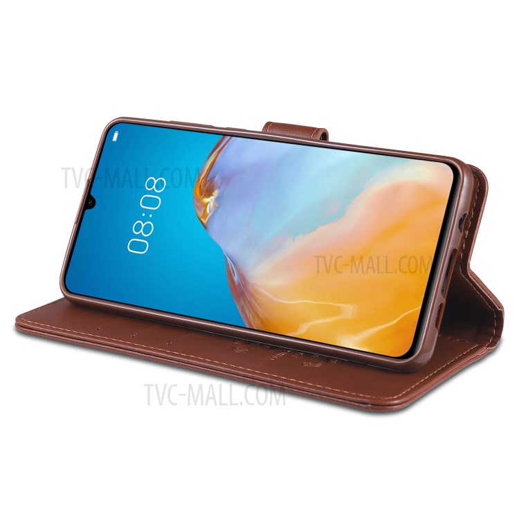 AZNS Phone Shell Leather Wallet Stand Case for Xiaomi Mi Note 10 Lite - Brown-6