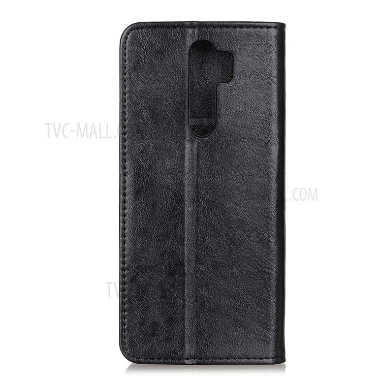 Crazy Horse Textura Divisão Tampa Do Telefone Carteira De Couro Absorvida Automaticamente Para Xiaomi Redmi 9 - Preto-2