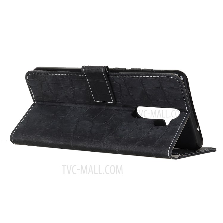 Support Portefeuille Texture Crocodile Coquille En Cuir À Rabat Pour Xiaomi Redmi 9 - Noir-3