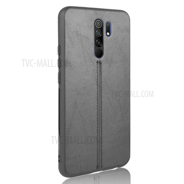 Cassa Del Telefono Di Cuoio Rivestito In PU PC + TPU Ibrido Per Xiaomi Redmi 9 - Nero-4